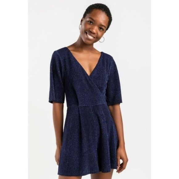 Mi Ami Navy Blue Shimmer Romper Size Medium - Picture 1 of 10